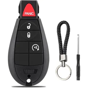Key Fob Case Replacement For Dodge Ram 1500,2500,3500,4500,5500 (2013-2021) GQ4-53T 56046955 Pickup Truck 4 Button Keyless Entry Remote Control Car Key Fob Shell Cover