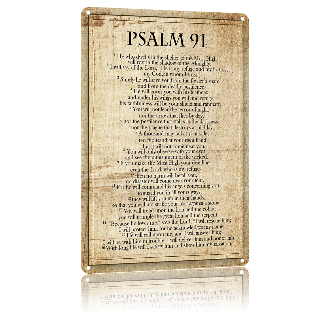 Durable Aluminium 2D Flat Decorative Sign & Plaque (12x8in/20x30cm), Vintage Psalm 91 Inspirational Religious Decorations, Holiday Indoor Spiritual Wall Decor for Prayer Room