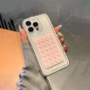 Airbag Transparent Big Hole Phone Case Cover for Shock Protection, Shockproof Simple Bubble Design with Suction Cup for iPhone 11 to 16 Pro Max