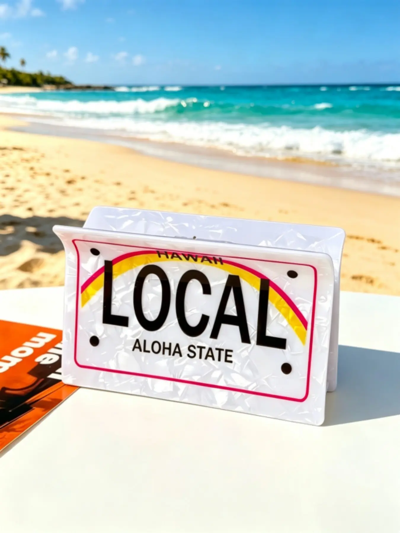 Hawaii Local License Plate Hair Claw Clip, Aloha State Shark Hair Clip, Non-Slip Strong Hold Clip for Thick Hair, Women's Summer Essential Beach Accessory, Tropical Hair Accessories