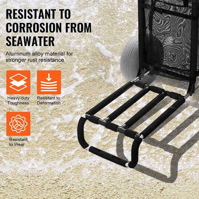 VEVOR Beach Dolly with Big Wheels for Sand, TikTokShopBlackFriday, 29.9" x 15.4" Cargo Deck, w/ 12" BIG Wheels, 165LBS Loading Capacity Folding Sand Cart & 27" to 44.7" Adjustable Height, Heavy Duty Cart for Beach VEVOR Super Brand Day