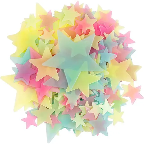 2pcs Glow-in-the-Dark Assorted-Color Fluorescent Stars Decorative Wall Art Stickers, 3cm/1.18in Peel-Stick Easy Stain-Resistant Decals, Room & Ceiling Decor for Home & Festive Supplies