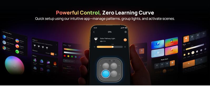 Linkind Smart Solar Pathway Lights – Bright Color-Changing Outdoor Lights with App Control for Yard & Garden