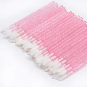 50pcs/set Disposable Mini Sequins Handle Makeup Stick, Multifunctional Wands for Lip Gloss & Mascara Application, Portable Makeup Accessories for Women and Girls