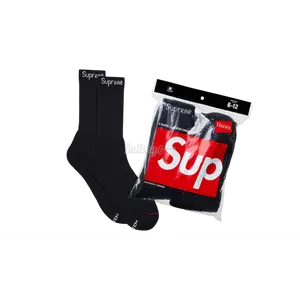 979126 Supreme Hanes Crew Socks (4 Pack) Black