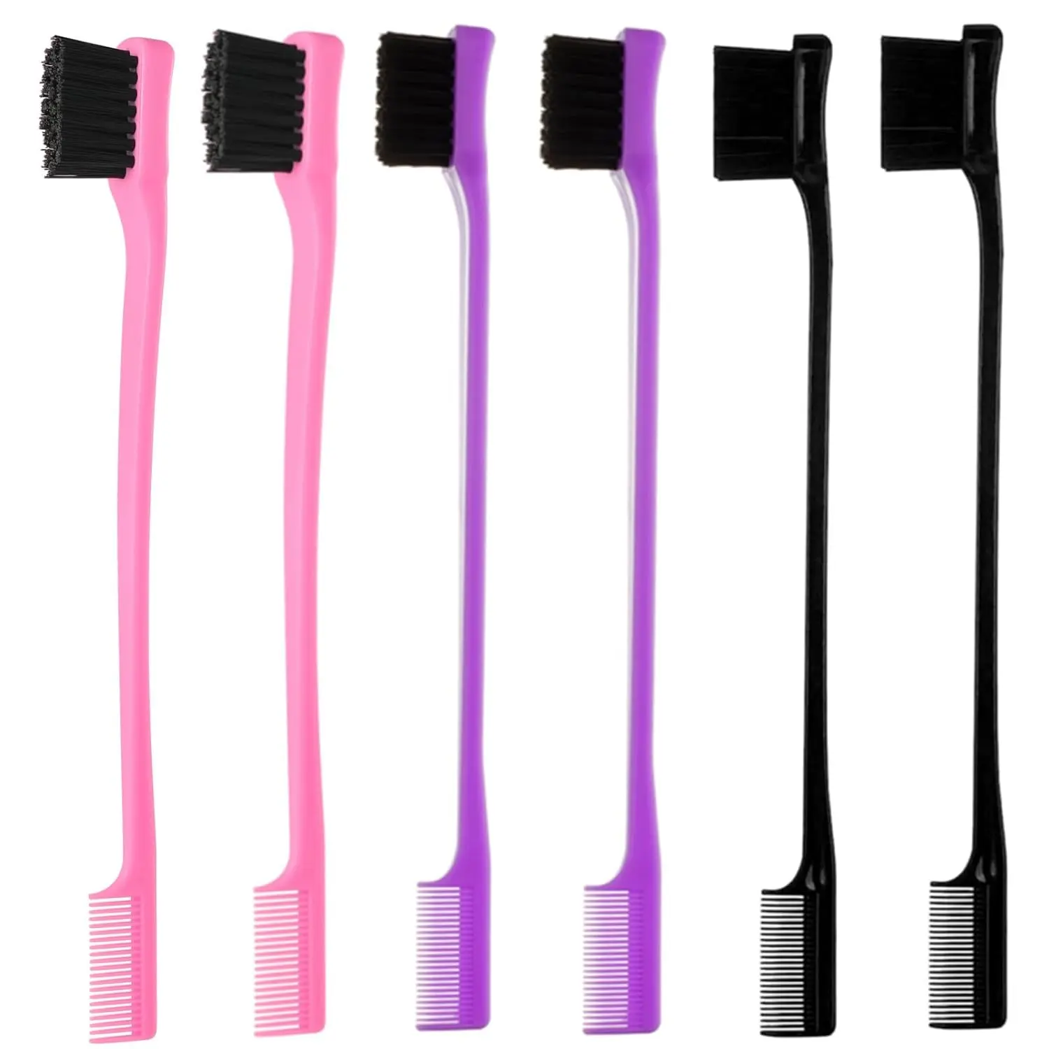 Professional Edge Control Brush, 2-in-1 Dual-Sided Comb with Soft Bristles for Styling Baby Hairs and Edges, Travel Size with Ergonomic Handle, Comb Type