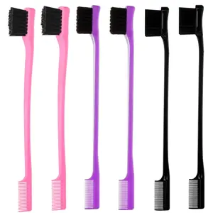 【Random Color】1 Count Double Sided Edge Control Hair Brush Professional  Edge Control Hair Brush Comb Care Infant