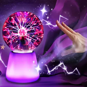 Plasma Ball Lamp Interactive Touch Lightning Globe 3 Inch Fun Lamp USB Powered 7 Color Changing Lights Mood Lighting Party Prop Gifts Space Decor Desk Decor