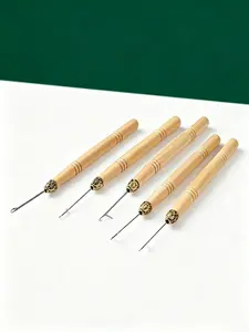 5PCS Smooth Handle Crochet Hooks for Wigs - Fine Needle Hair Ventilating Needles, Professional Tools for Lace Wig & Hair Extension Making