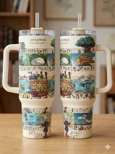 Ghibli Studio Ver2 Tumbler, How'l moving Castle Tumbler, Totoro Custom Anime Tumbler, Anime Tumbler