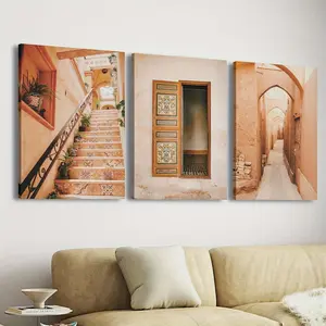3 Pieces Moroccan Style Canvas Wall Paintings ,Suitable for Home and Office Decoration,