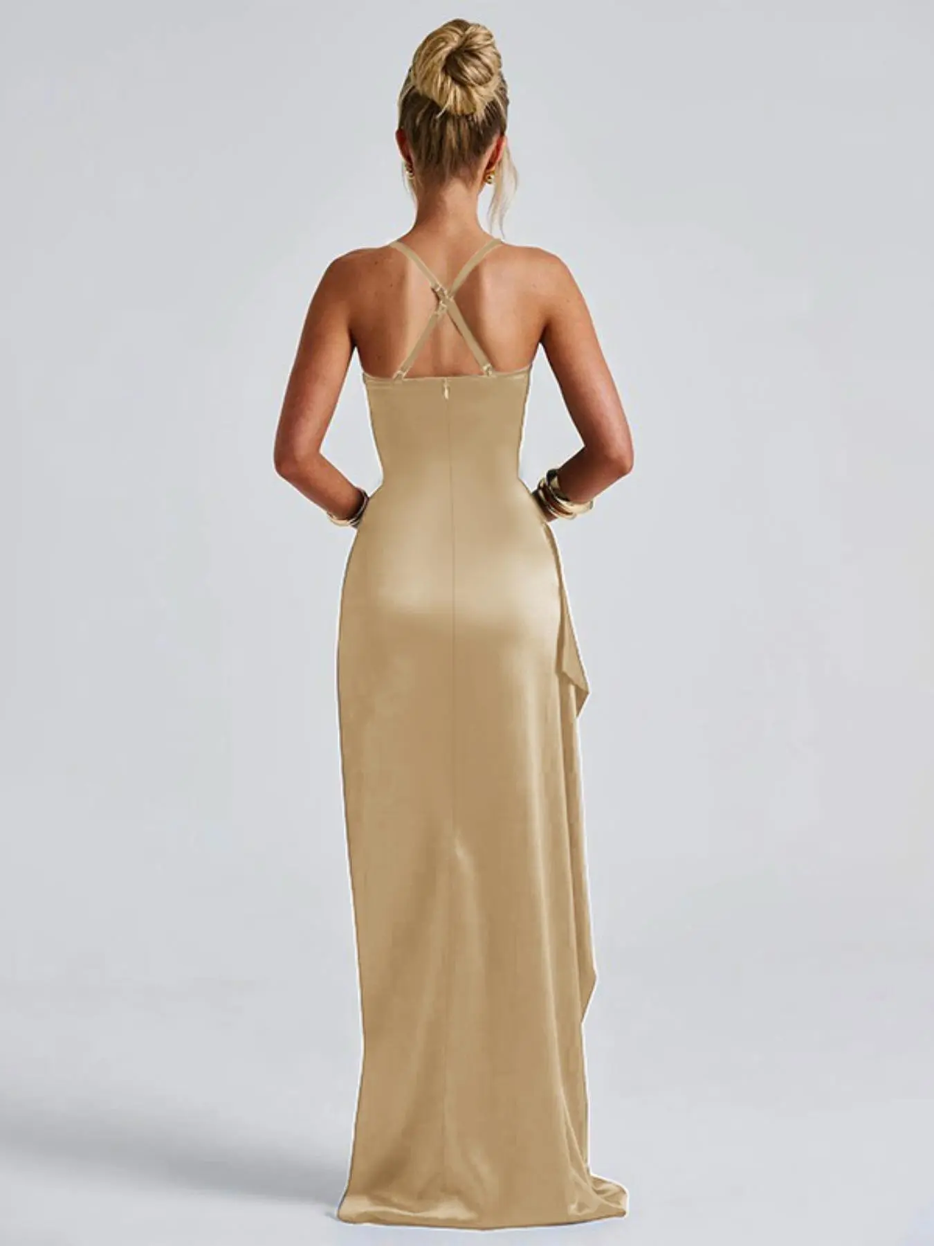 slim fit dress slacks High Split Prom Dress Long Sequined Prom Dress Mermaid Sleeveless-Bridelily main image 1