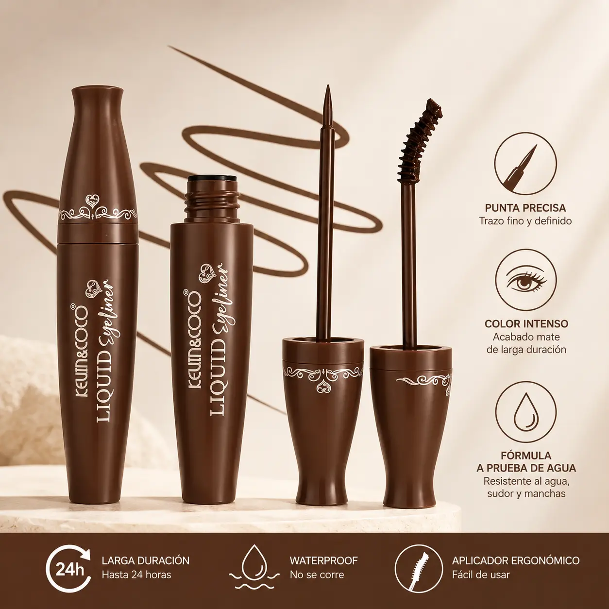 Kevin & Coco Mascara/Liquid Eyeliner Set (brown #B )-New In Box