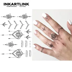 INKARTLINK Tattoo Tech, 2 Sheets Semi-Permanent Temporary Tattoos,Henna Finger Tattoo-4 , Adult Art Design,Lasts 1-2 Weeks, Waterproof, Realistic Look, No Adhesive, No Reflection,For Man And Woman,Ideal for Swimming, Party