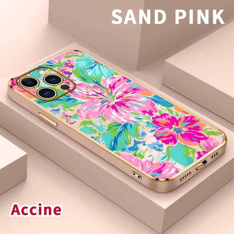 Luxury Electroplated TPU Phone Case for iPhone 17 Pro Max Air 16 15 14 Plus 13 12 11 Floral Color Symphony Classic Straight Design Ultra Thin Soft Smartphone Cover