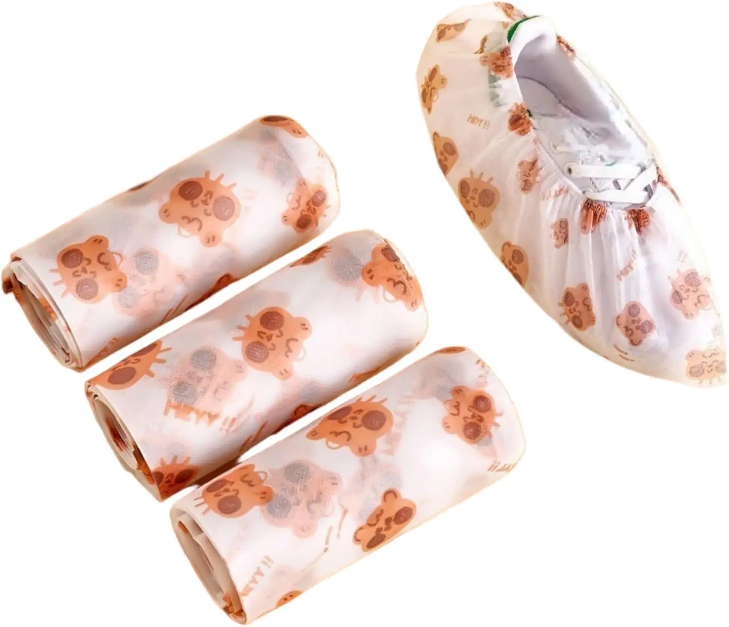 50 Pcs Disposable Printed Nonwoven Shoe Covers, Thickened Wear-Resistant Dustproof Hygienic Covers for Household Indoor Use, 15.7x5.7 in Size