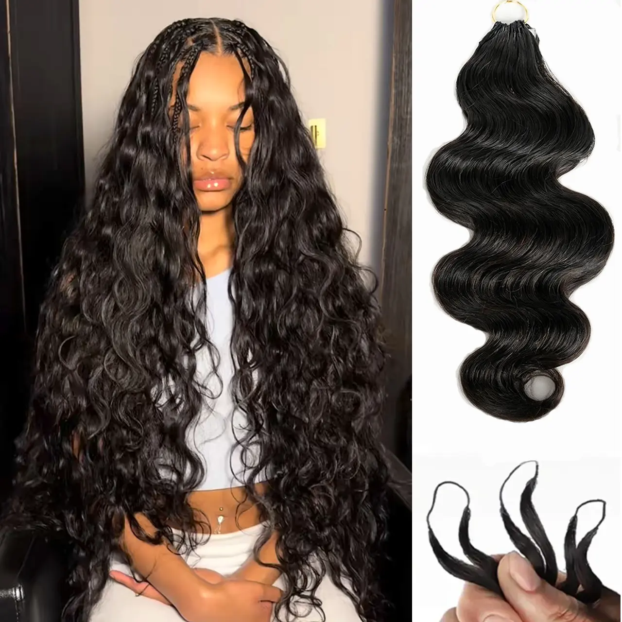 【Hot】Crochet Hair Human Hair Extensions Miracle Knots Pre-Separated 50g/Pack – Knotless Boho Braids, 3-4 Packs for Full Head, Multiple Curly & Wave Textures #SummerWins#Vacation Hair#Beach Ready#Summer Protective Style