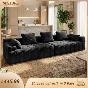 【SummerVibes】110-inch luxury ribbed corduroy boneless couch—provides deep sleep support, a deep seat for lounging, Includes two wrapped pieces. outdoorfun  and co sectional oversized couch