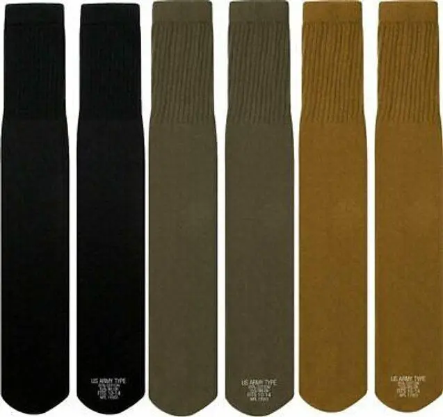 Men's Calf High Military Socks - Cotton-Nylon Blend, GSA Compliant, US Made, Size 10-14, Over-the-Calf Length, 1 Pair