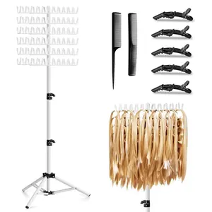 Braiding Hair Rack Height Adjustable 144 Pegs Braiding Rack Hair Extension Holder with Hair Braid Tools,Easy to Assemble