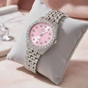 Women's 32mm Diamond Watch - Bling Iced Out Simulated Diamond Bezel with Sleek Dial - Quartz Movement