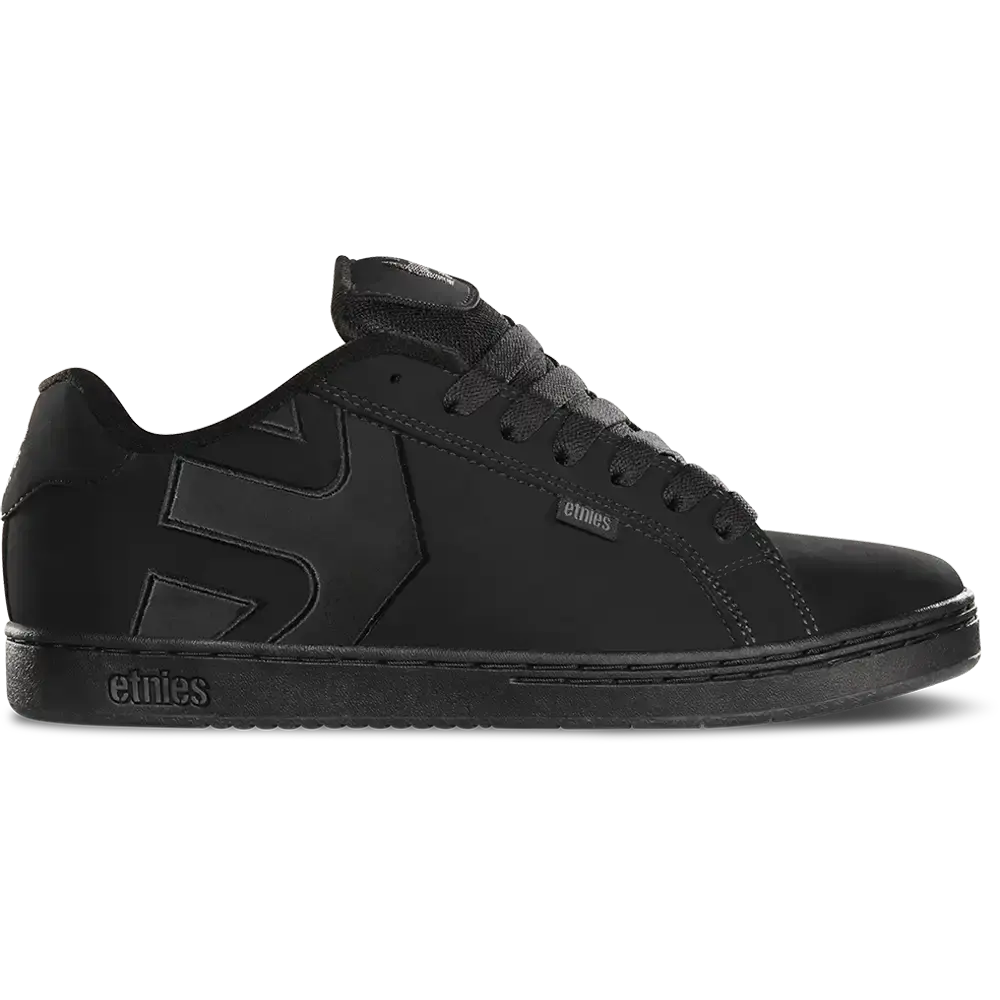 Etnies Fader Black Suede Skateboarding Sneaker, Round Toe Laced Athletic Footwear, All-Seasons Closed Training Sports Shoes with Egg-Crate Midsole & 300 NBS Rubber Outsole