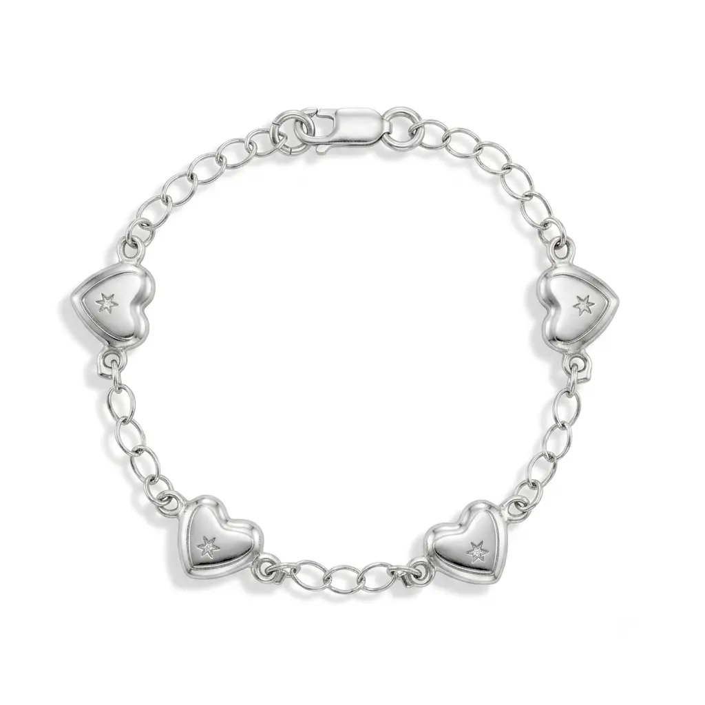 5" Heart Charm Baby / Toddler Bracelet - Sterling Silver