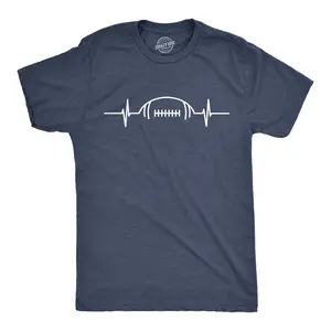 Mens Football Heart Rate T Shirt Funny Sunday Gameday Tee Mens Funny T Shirts Cool Vintage Fashion T-Shirt Gift Classic Menswear Football Apparel for Men Novelty Tees for Guys Navy -
