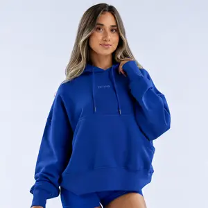 DFYNE Signature Women's Sports Hoodie - Oversized Boxy Fit Heavyweight Long Sleeve Basic Casual Sweatshirt Top, Pullover with Front Pocket & Drawstring for Gym, Running
