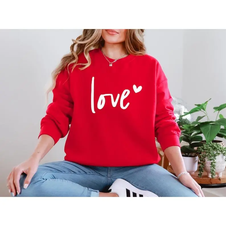 Love Sweatshirt, Heart Sweatshirt, Couple Sweatshirt, Valentines Day Gift Sweatshirt, Heart Love Hoodie, Gift For Her, Women's Sweatshirt