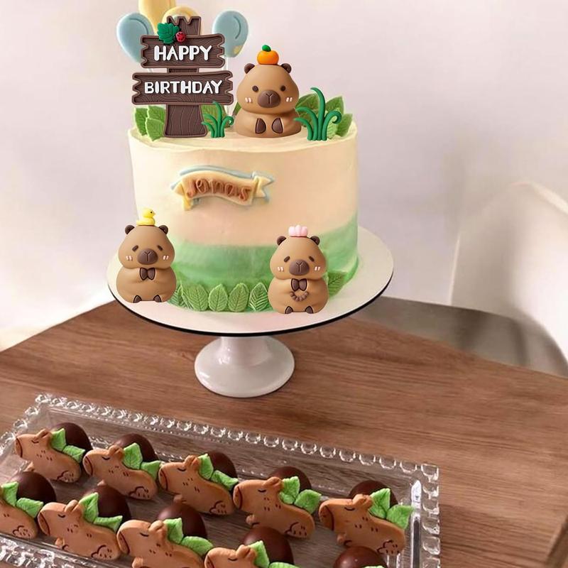 LaVenty Adorable Capybara Cake Toppers Mini Blowfish Party Supplies for Capybara Birthday Party Favors Baby Shower Centerpieces & Table Decorations Decorative Figures Gift Photo Ornaments Anniversary