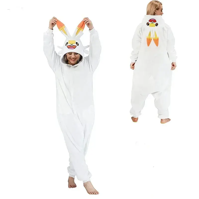 Rabbit Scorbunny Onesie Kigurumi Pajamas Anime Cosplay Costume Halloween Women Warm Homewear Birthday Gift