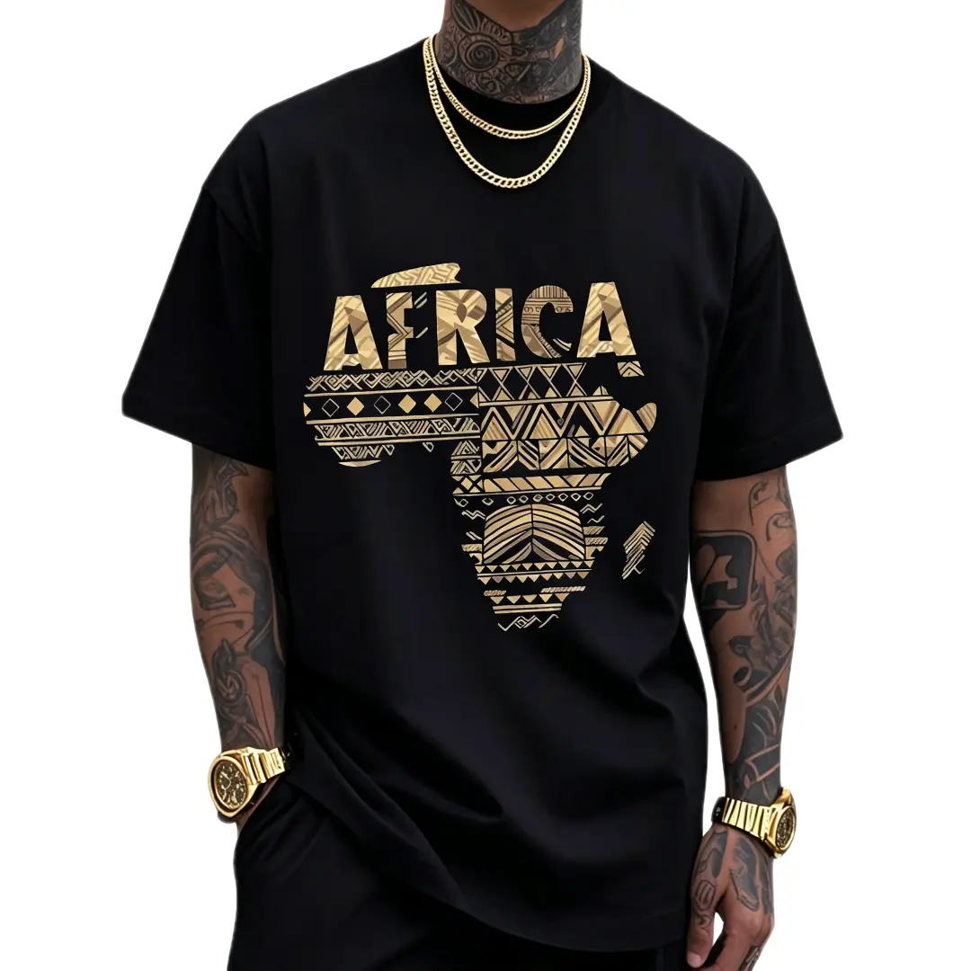 Men's Casual T-Shirt with African Tribal Print, Streetwear Round Neck Shortsleeve Tee, Comfortable & Breathable, Tops, Stylish sohochic