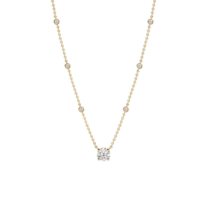 Earth Shine Jewels 1.00 Carat Round Moissanite Necklace - White Gold Station Necklace for Women