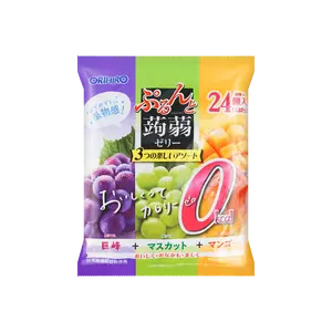 ORIHIRO Konjac Jelly Fruit Snacks - Kyoho Grape, Muscat Grape & Mango, 24 Pieces, 0.63oz