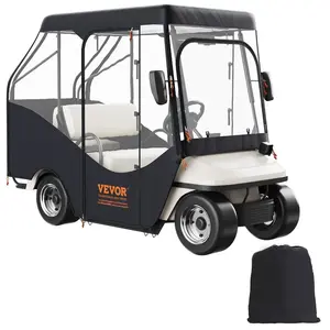 fathersdaygift  VEVOR Golf Cart Enclosure, 420D Polyester Driving Enclosure with 4-Sided Transparent Windows, 4 Passenger Club Car Covers for 2+2 Passenger Golf Carts, Sunproof and Dustproof Outdoor Cart Cover