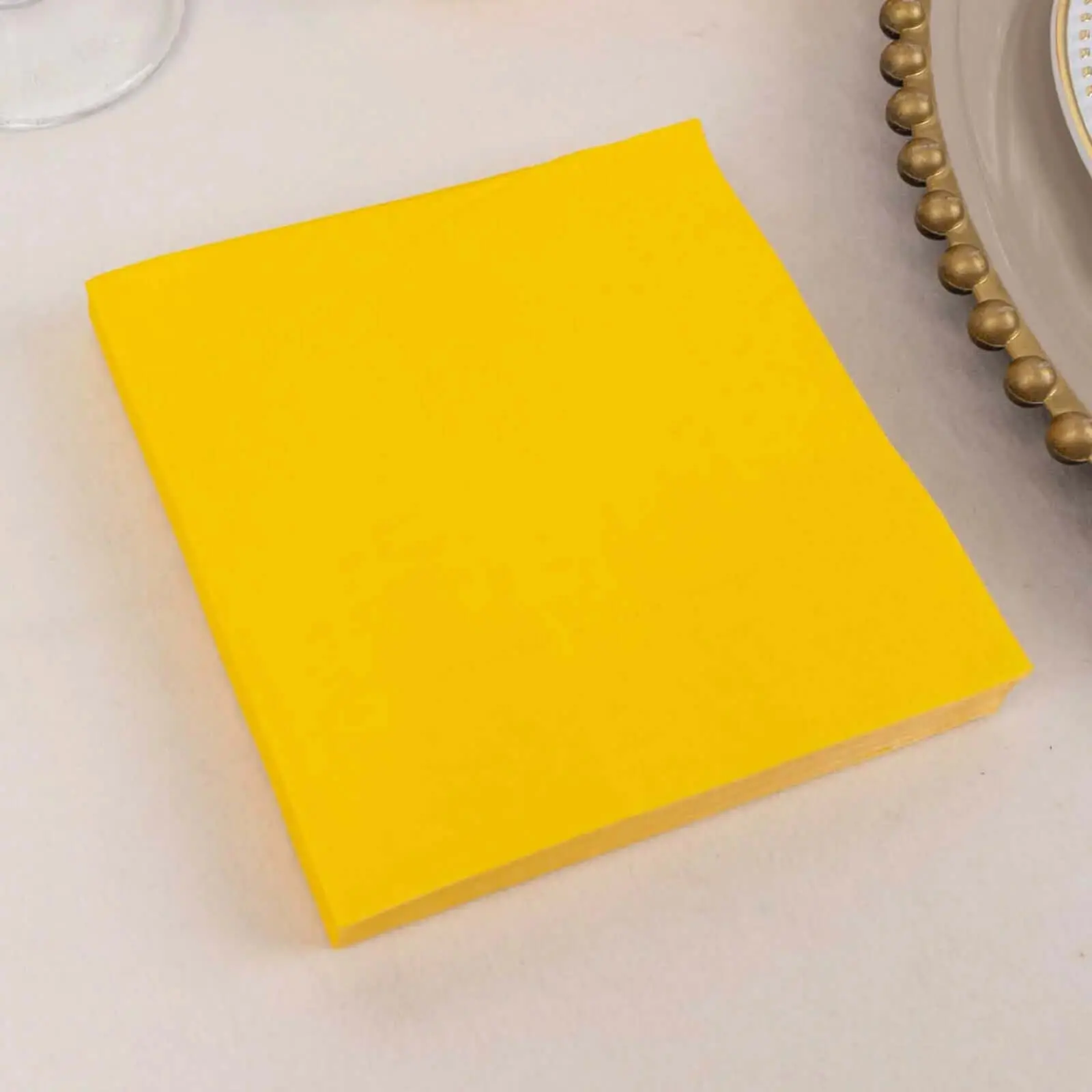 50-Pack Disposable Paper Napkins - 2 Ply, 5"x5", 18GSM, Soft Yellow Multipack Napkins, Disposable Products for Wedding, Birthday, Restaurant Tableware Use