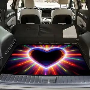 1 piece of neon heart rainbow design car cargo pad, suitable for SUVs, sedans or vans. It is an ideal choice for family road trips, sports equipment, outdoor supplies and adding a touch of style to your vehicle. | Car trunk pad