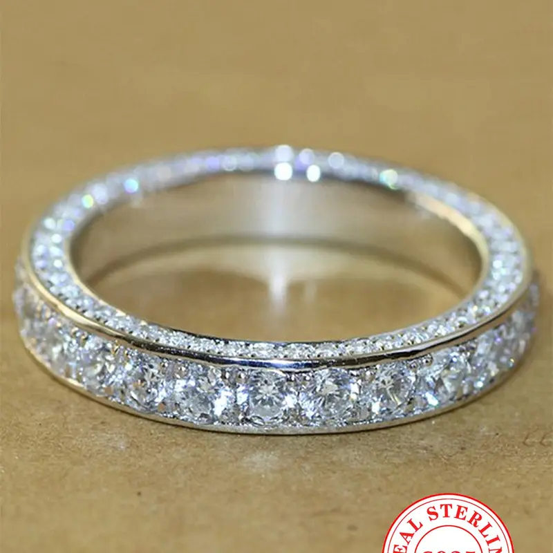 S925 Sterling Silver Fashion Elegant Moissanite Decorated Ring, Luxury Jewelry for Party, Daily Clothing Decor, Trendy Exquisite Jewelry for Birthday Gift, Moissanite Rings, Beautiful Rings