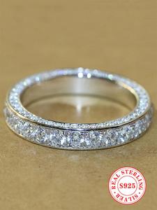 s925 sterling silver fashion elegant moissanite decorated ring, luxury jewelry for party, daily clothing decor, trendy exquisite jewelry for birthday gift