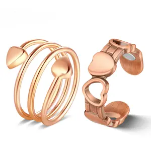 2pcs Copper Ring for Women,99.99% Pure Copper Magnetic Rings,Gifts for Women Handmade Jewelry