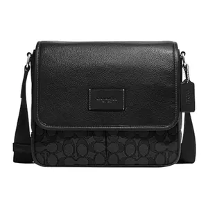 COACH Leather and Fabric Messenger Bag with Magnetic Closure for Men