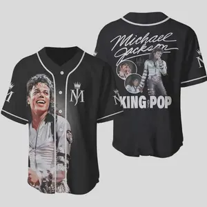 MJ 3D Baseball Jersey King of Pop Tribute Shirt Gift For Music Fan