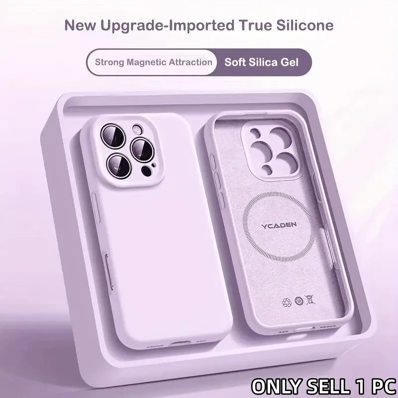 Premium Magnetic Silicone Soft Protective Case, Smartphone Casing, with Raised Lens Protection Design, Smooth Arc Edge, Suitable for Apple iPhone 17ProMax 17Air 17 16 15 14 13 Pro Max Plus Accessories