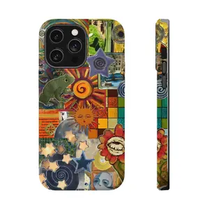 Whimsical Sun Moon Stars Collage Phone Case – Cosmic Astrology Frog Art Vintage Aesthetic Cover for iPhone, Google Pixel, Samsung Galaxy S21 S22 S23 S24 Ultra Plus – Funky Spiritual Celestial Vibe Accessory