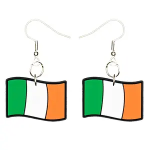 Ireland Flag Earrings Hypoallergenic Silver Plated Fishhooks Yazzle Dazzle Original Artwork