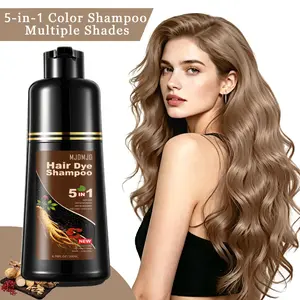 5-in-1 Light Brown Hair Dye Shampoo, Herbal Hair Color with Ginseng, Instant Gray Coverage, Long-Lasting Natural Color, Easy Home Use for Men & Women, 200ml