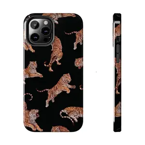 Tiger Phone Case, Sleek Black Animal Phone Cover Applicable to iP15Promax ip14Pro mobile phone case 12 trendy brand 13 anti-fall cover 14Promax 15Pro cute Plus phonecase Accessories Acrylic casetify