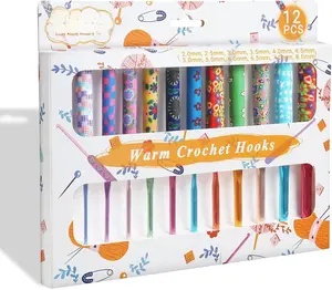 Warm Crochet Hooks Plus for Crochet Gifts, 12 count 2mm-8mm(B-L) Crochet Kit Crochet Hook Set  Grip Crochet  for Crocheting Art Yarn Craft,Precious Knitting & Crochet Supplies