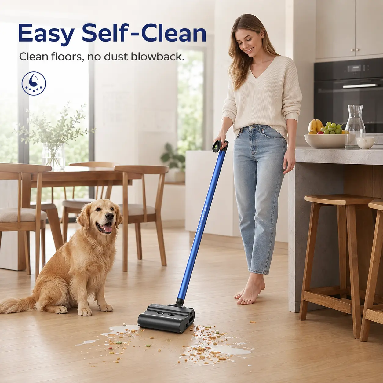DIISEA D7 Quiet Cordless Floor Washer | Fresh Water Cycle Wet Dry Mop Pet Hair Friendly No Filter Self Wash